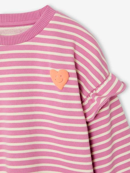 Sweat fille rayé manches à volants bleu pâle+marine+pivoine+rouge+vieux rose+violet 19 - vertbaudet enfant 