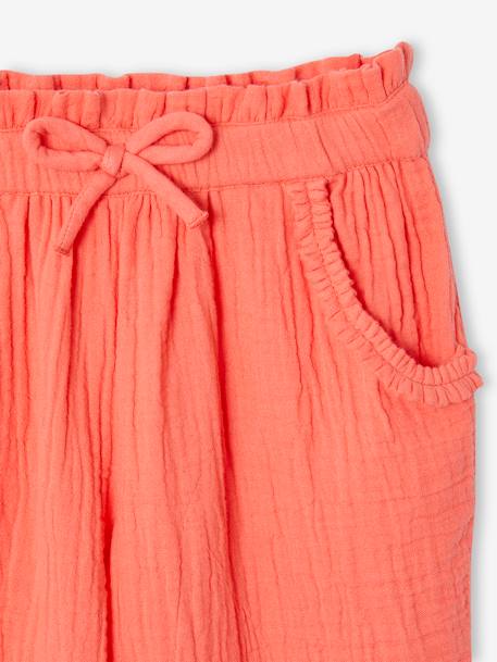 Pantacourt fille en gaze de coton anthracite+bleu+corail 14 - vertbaudet enfant 