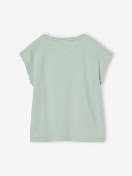 Tee-shirt motif fantaisie fille abricot+bleu grisé+écru+fraise 5 - vertbaudet enfant 