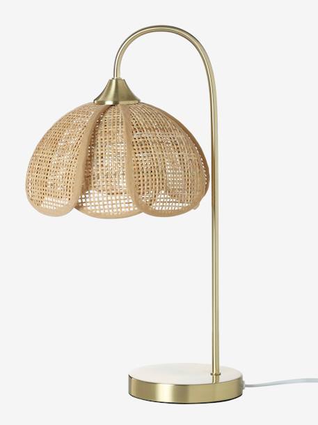 Lampe à poser fleur en rotin et pied en laiton or 2 - vertbaudet enfant 