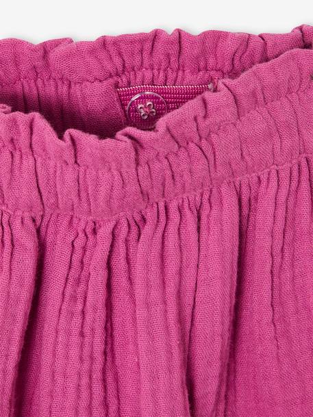 Jupe fille en gaze de coton beige+bleu grisé+rose+vert sauge+vieux rose+violet 26 - vertbaudet enfant 