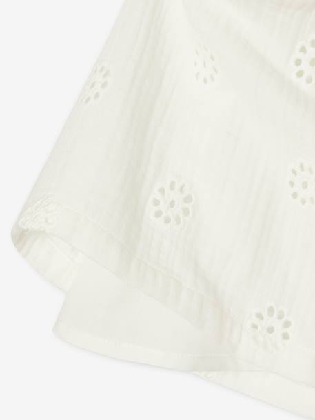 Blouse en gaze de coton brodée fille blanc+corail 3 - vertbaudet enfant 