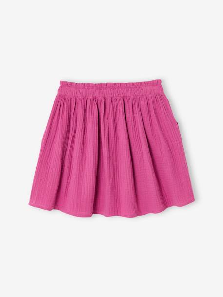 Jupe fille en gaze de coton beige+bleu grisé+rose+vert sauge+vieux rose+violet 24 - vertbaudet enfant 