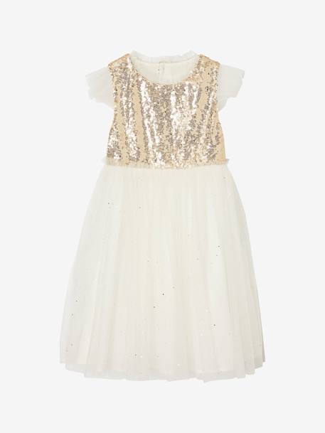 Robe cérémonie en sequins et tulle pailleté fille or 2 - vertbaudet enfant 