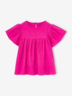 Blouse en gaze de coton bio fille manches papillon  - vertbaudet enfant
