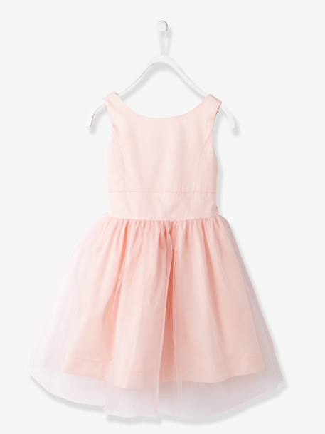 Robe cérémonie fille satin et tulle blanc+Rose poudré 9 - vertbaudet enfant 
