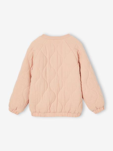 Blouson matelassé style bomber en gaze de coton fille rose poudré+vanille 3 - vertbaudet enfant 