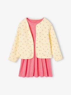Ensemble veste matelassée imprimée fleurs + robe fille  - vertbaudet enfant
