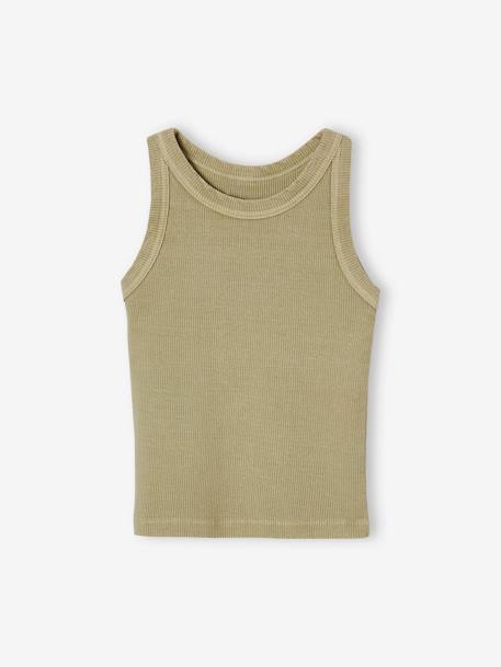 Débardeur fille en côtes écru+Imprimé léopard+rayé bleu+rose bonbon+vert sauge 18 - vertbaudet enfant 