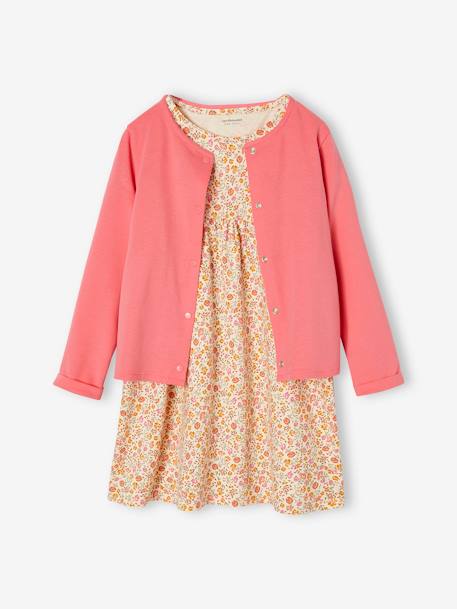 Ensemble fille robe + gilet mauve+rose+rose imprimé 8 - vertbaudet enfant 