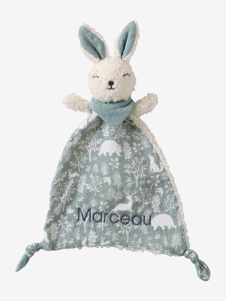 Doudou plat lapin personnalisable + hochet en mallette Dans les bois 7 - vertbaudet enfant 