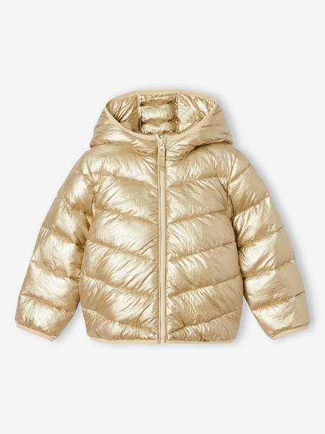 Doudoune fille légère à capuche effet brillant métallisé or+rose 3 - vertbaudet enfant 