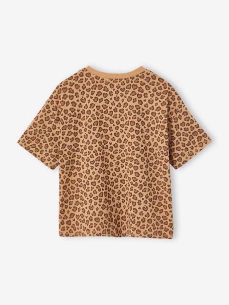 T-shirt fille imprimé manches courtes anthracite+jaune pâle+Léopard+sable 11 - vertbaudet enfant 