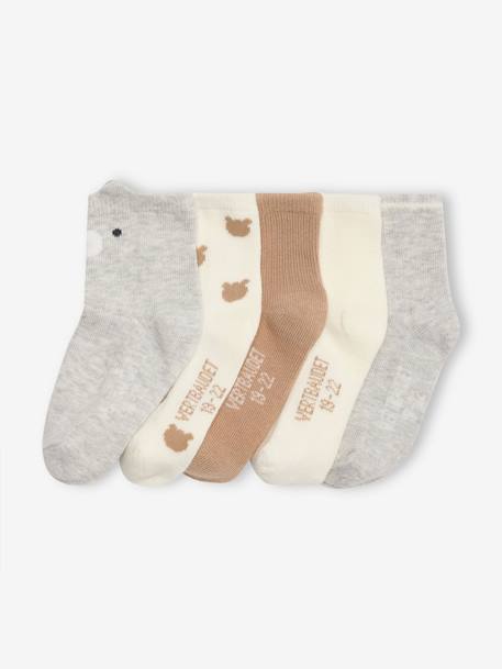 Lot de 5 paires de chaussettes « ourson » bébé Assorties+bleu chambray 1 - vertbaudet enfant 