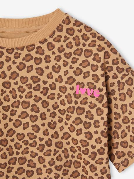 T-shirt fille imprimé manches courtes anthracite+jaune pâle+Léopard+sable 12 - vertbaudet enfant 