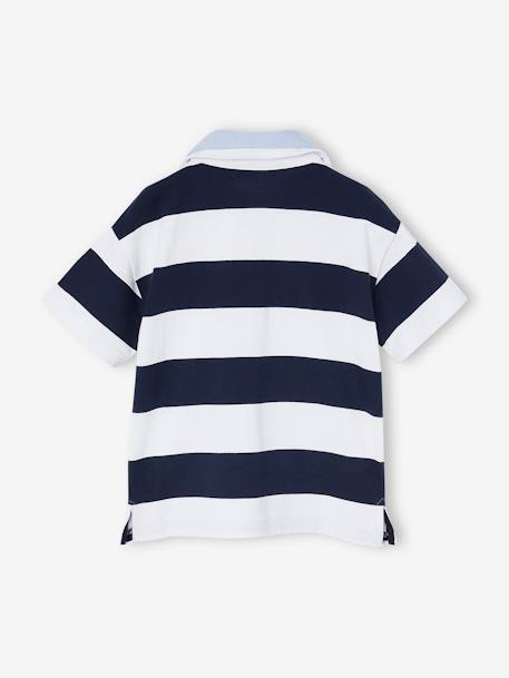 Polo rayé double col rayé bleu 2 - vertbaudet enfant 