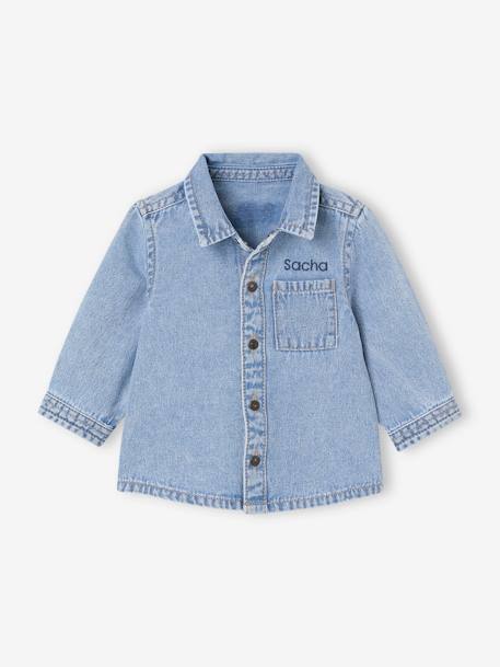Chemise bébé en jean pressionnée personnalisable double stone 6 - vertbaudet enfant 