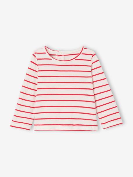 Lot de 3 t-shirts bébé fille manches longues écru+rayé rouge 14 - vertbaudet enfant 