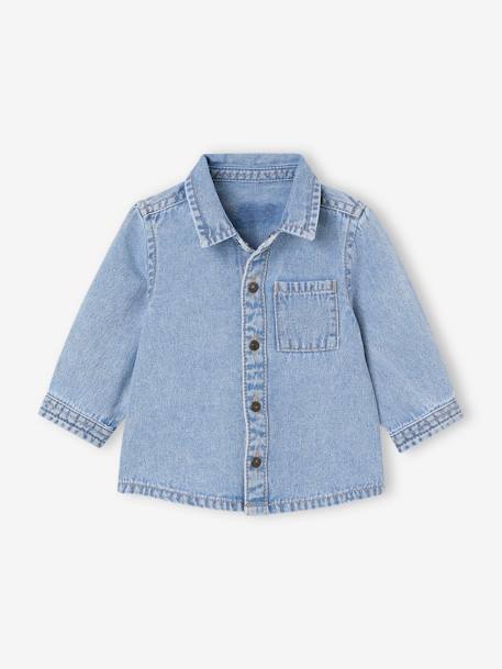 Chemise bébé en jean pressionnée personnalisable double stone 2 - vertbaudet enfant 