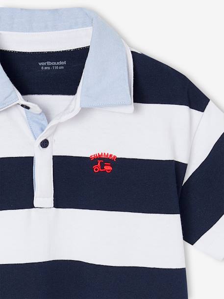 Polo rayé double col rayé bleu 3 - vertbaudet enfant 