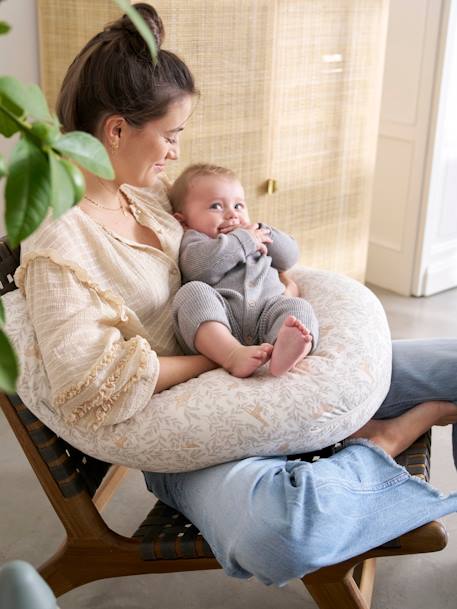 Coussin d'allaitement + housse de protection Bio Collection Babylone+Bleu foncé/étoiles+Cherry+ivoire imprimé végétal+Minisaurus+sable 1 - vertbaudet enfant 