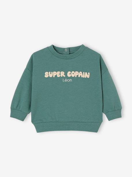 Sweat bébé personnalisable pressionné dos vert émeraude 7 - vertbaudet enfant 