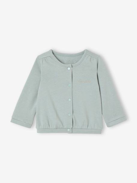 Ensemble bébé fille 3 pièces robe cardigan bandeau bleu grisé+corail+vieux rose 2 - vertbaudet enfant 