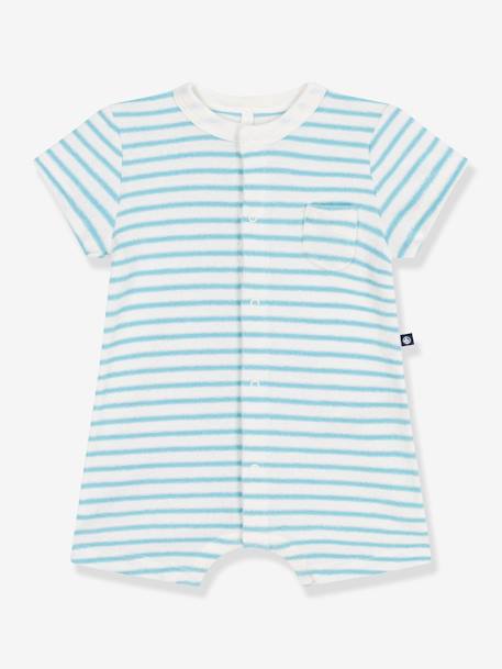 Combicourte bébé en éponge rayée bébé bleu 1 - vertbaudet enfant 
