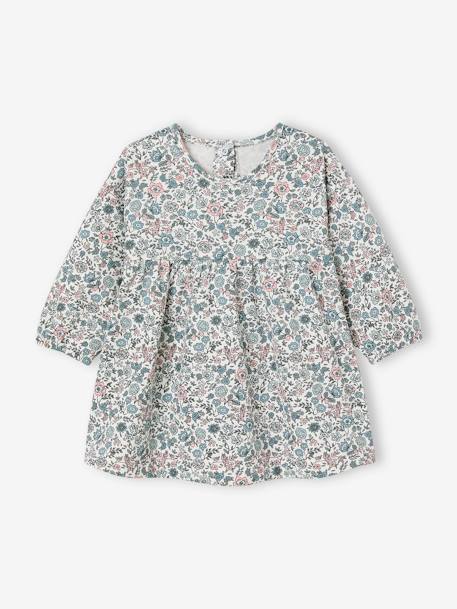 Ensemble bébé fille 3 pièces robe cardigan bandeau bleu grisé+corail+vieux rose 3 - vertbaudet enfant 