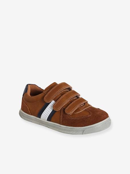 Tennis enfant garçon synthétique à scratchs BLEU FONCE UNI AVEC DECOR+marron 7 - vertbaudet enfant 