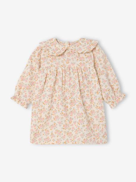 Robe fleurie bébé en gaze de coton vanille 1 - vertbaudet enfant 