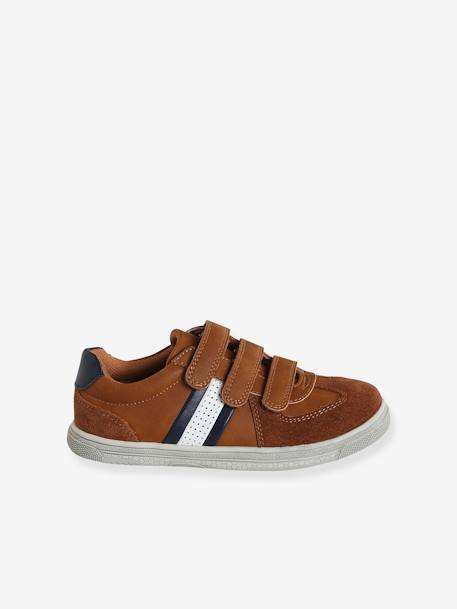 Tennis enfant garçon synthétique à scratchs BLEU FONCE UNI AVEC DECOR+marron 8 - vertbaudet enfant 