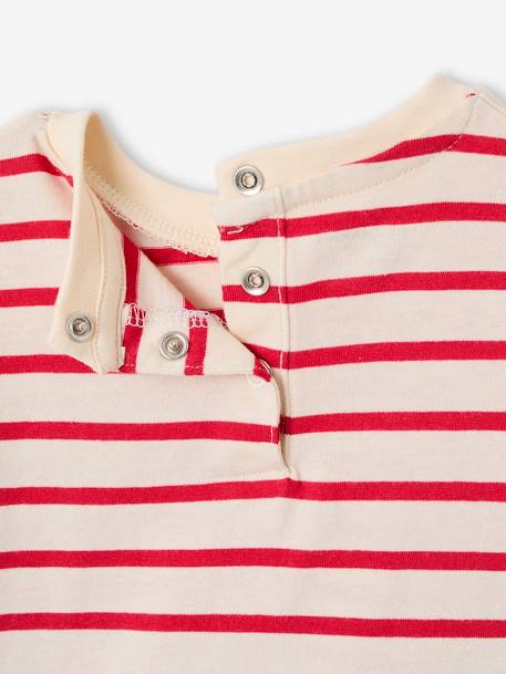 T-shirt bébé rayé pressionné dos rayé vert+rouge 7 - vertbaudet enfant 