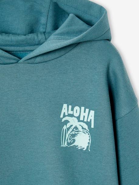 Sweat garçon à capuche motif poitrine bleu pétrole+orange 3 - vertbaudet enfant 