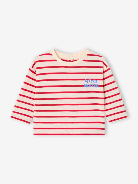 T-shirt bébé rayé pressionné dos rayé vert+rouge 5 - vertbaudet enfant 