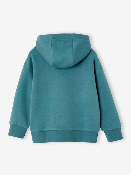 Sweat garçon à capuche motif poitrine bleu pétrole+orange 2 - vertbaudet enfant 