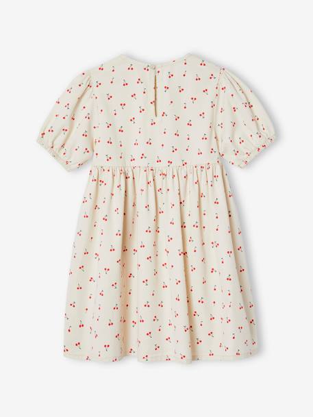 Robe fille manches ballon denim brut+rose+stone+vanille 14 - vertbaudet enfant 