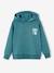 Sweat garçon à capuche motif poitrine bleu pétrole+orange 1 - vertbaudet enfant 