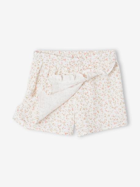 Jupe-short à fleurs cérémonie fille rose imprimé 2 - vertbaudet enfant 