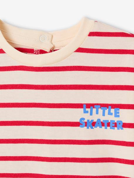 T-shirt bébé rayé pressionné dos rayé vert+rouge 6 - vertbaudet enfant 