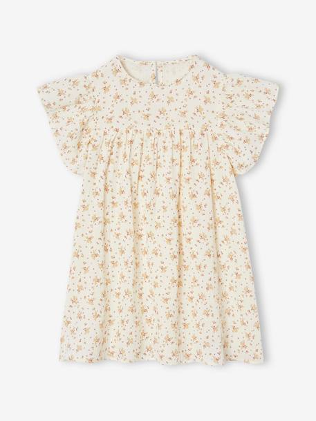 Robe fille en gaze de coton imprimée beige+beige imprimé+rose pâle+vanille 15 - vertbaudet enfant 