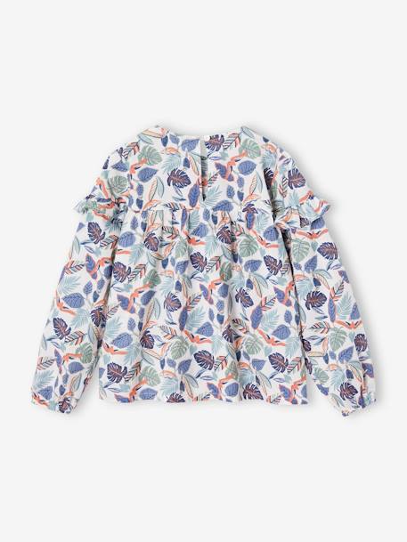 Blouse à volants imprimée fleurs fille blanc imprimé+écru+marine 3 - vertbaudet enfant 