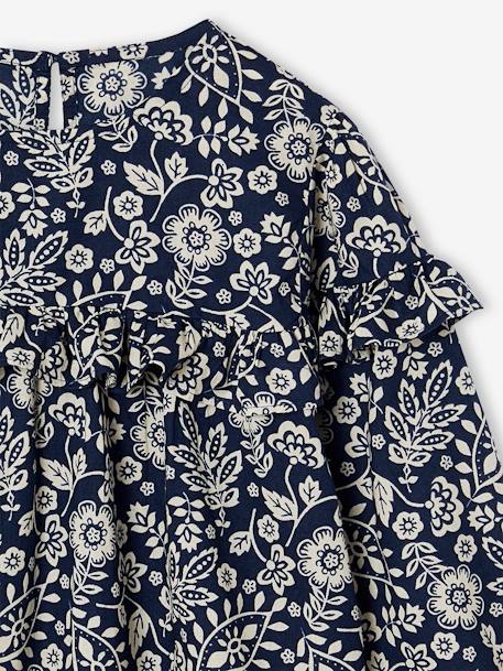 Blouse à volants imprimée fleurs fille blanc imprimé+écru+marine 11 - vertbaudet enfant 