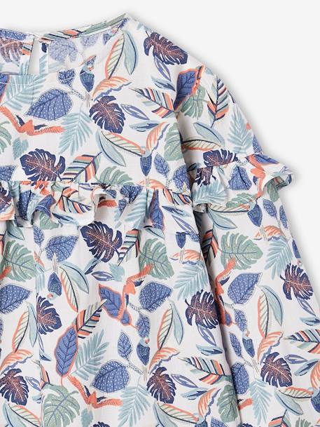 Blouse à volants imprimée fleurs fille blanc imprimé+écru+marine 4 - vertbaudet enfant 