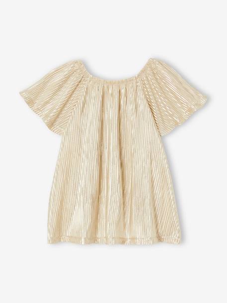 Blouse cérémonie en lamé effet plissé fille manches papillon or 2 - vertbaudet enfant 