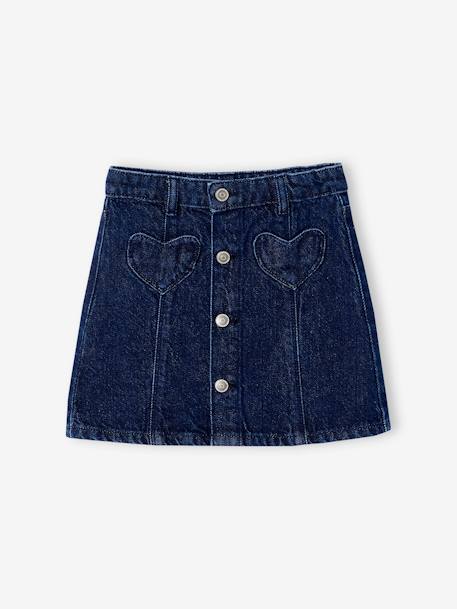 Jupe en jean boutonnée fille denim brut 2 - vertbaudet enfant 