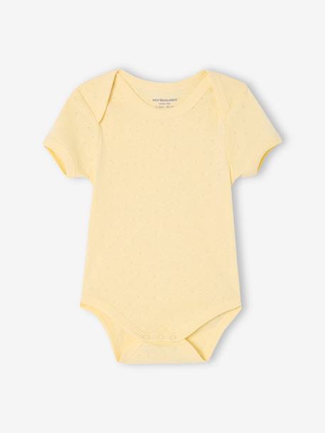 Lot de 2 bodies naissance manches courtes en maille pointelle jaune pâle 4 - vertbaudet enfant 