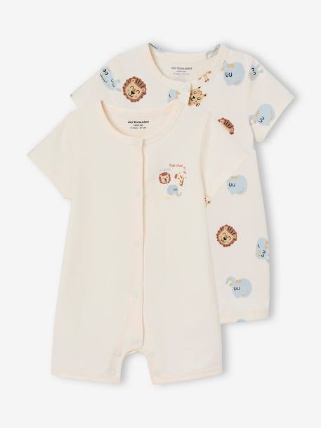 Lot de 2 combishorts bébé Jungle écru 1 - vertbaudet enfant 