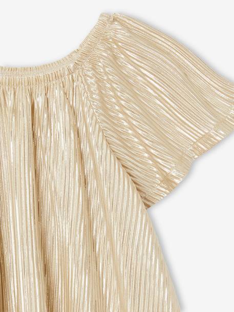 Blouse cérémonie en lamé effet plissé fille manches papillon or 3 - vertbaudet enfant 