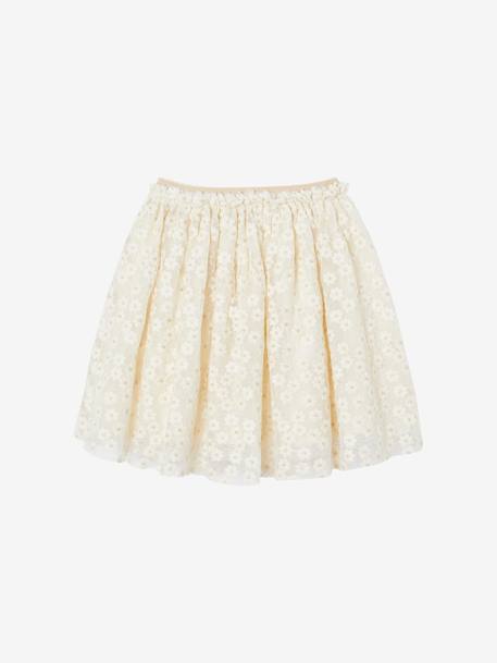 Jupe cérémonie brodée fleurs irisées vanille 2 - vertbaudet enfant 